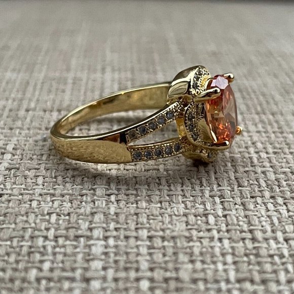 Women Rings Gold Plated Fashion Jewelry Rings Lab Created Stone Size 8 - Picture 4 of 12